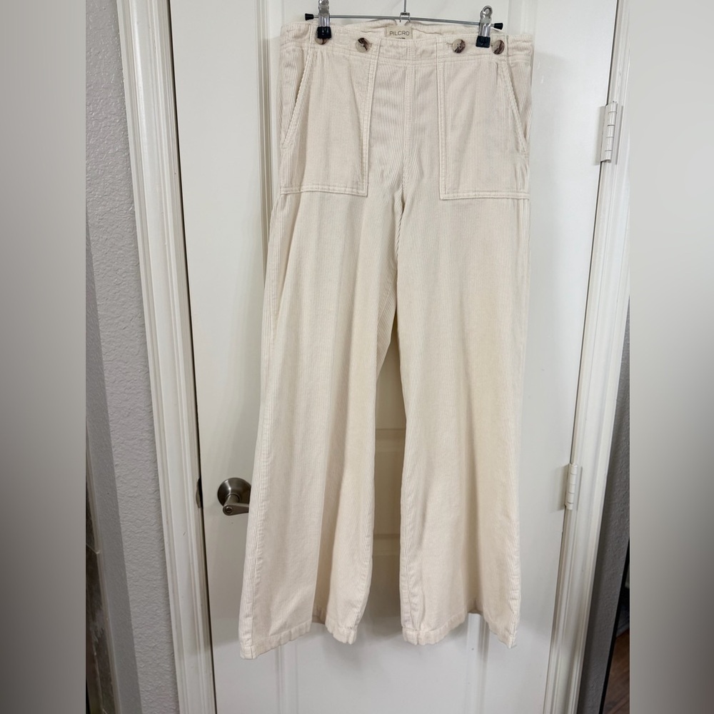 Pilcro Women's Wide Leg Corduroy Pants in Cream